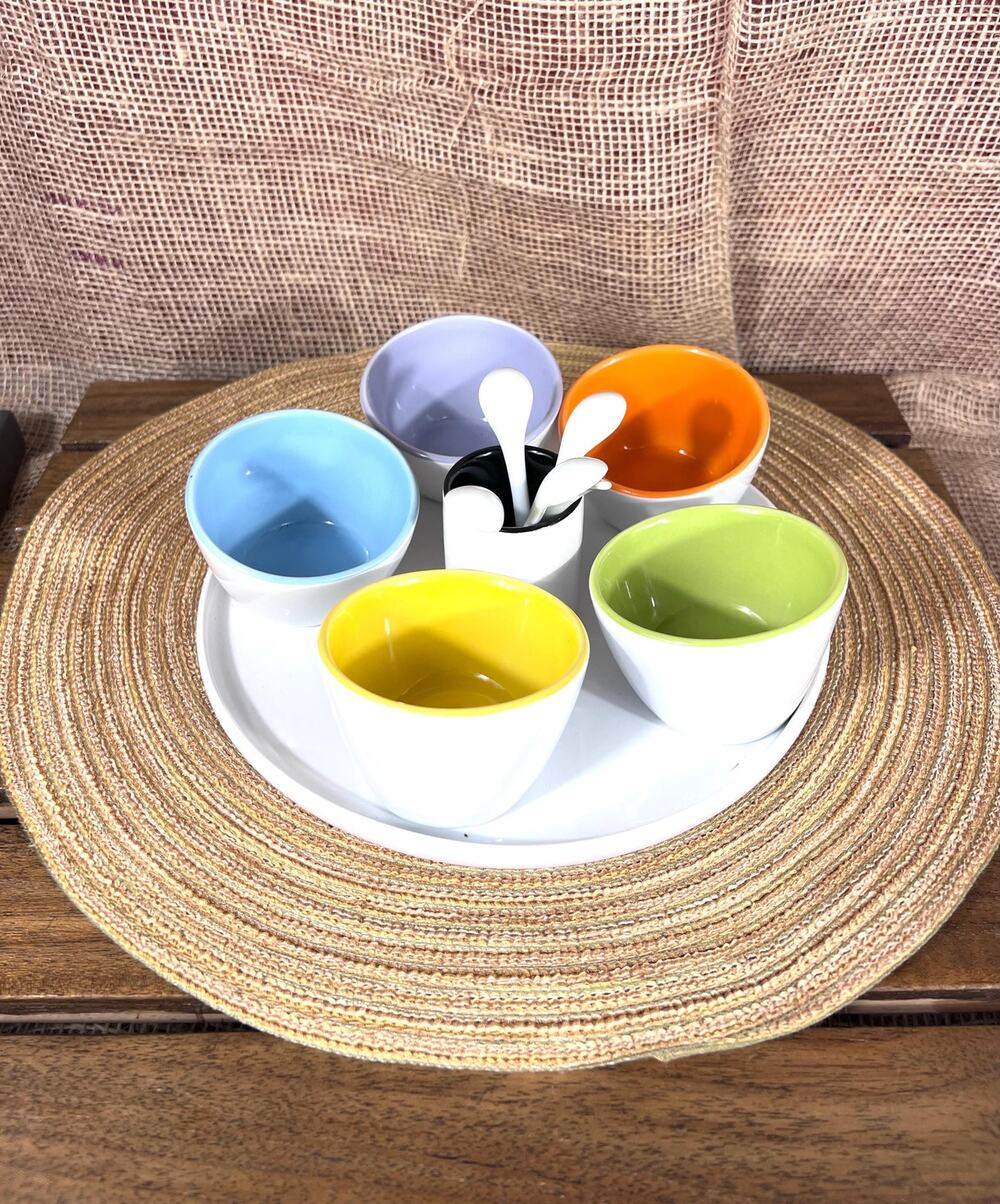 New in Box Dip Bowls/Round Tray/Spoon Holder/Serving Spoons~12 Pieces